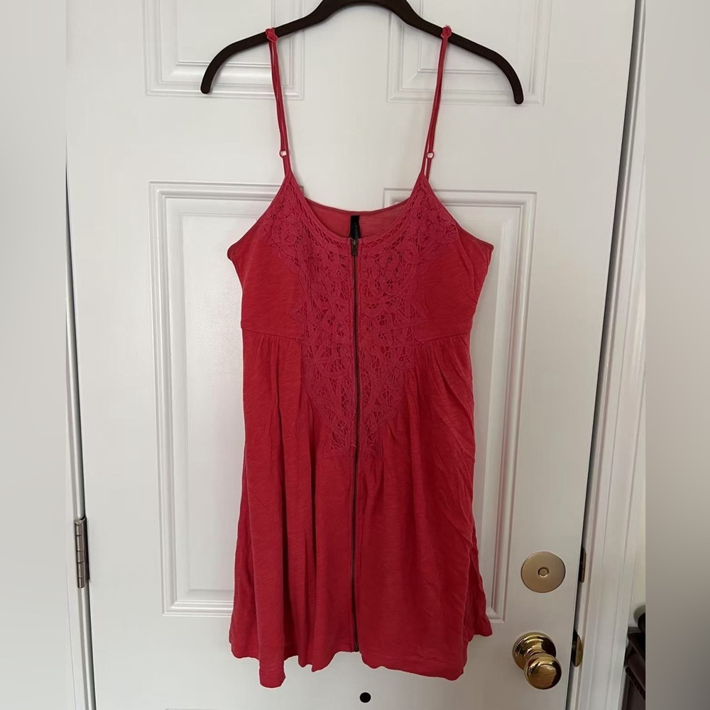 Bershka Coral Embroidered Dress